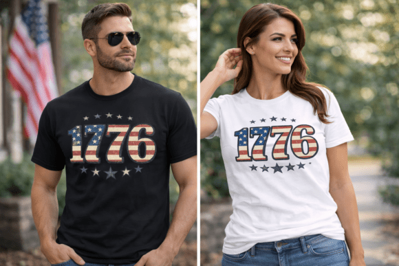 1776 Vintage Patriotic USA Flag Design: A Timeless Emblem of Independence