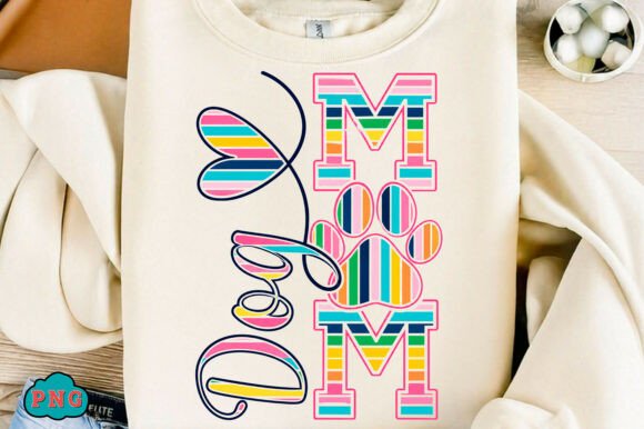Dog Mom Colorful Paw T-Shirt Design for Crafters