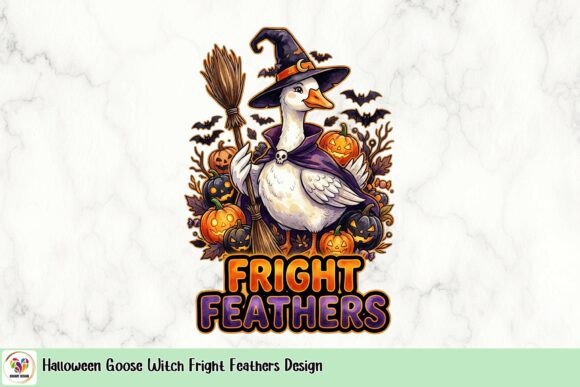 Halloween Goose Witch Fright Feathers Design: A Whimsical Graphic