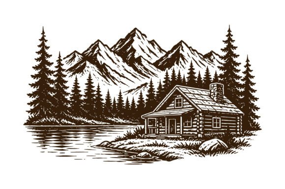 Mountain Cabin Lake Nature Design: Capture the Serenity of the Wilderness