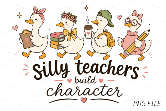Silly Teachers PNG: A Cute Duck Design for Educator Creations