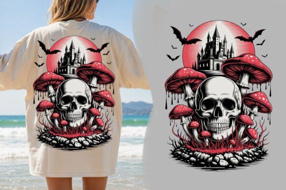 Skull Mushroom Gothic PNG: Bold Dark Fantasy Art