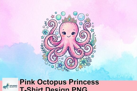The Charming Pink Octopus Princess Design for Your Projects